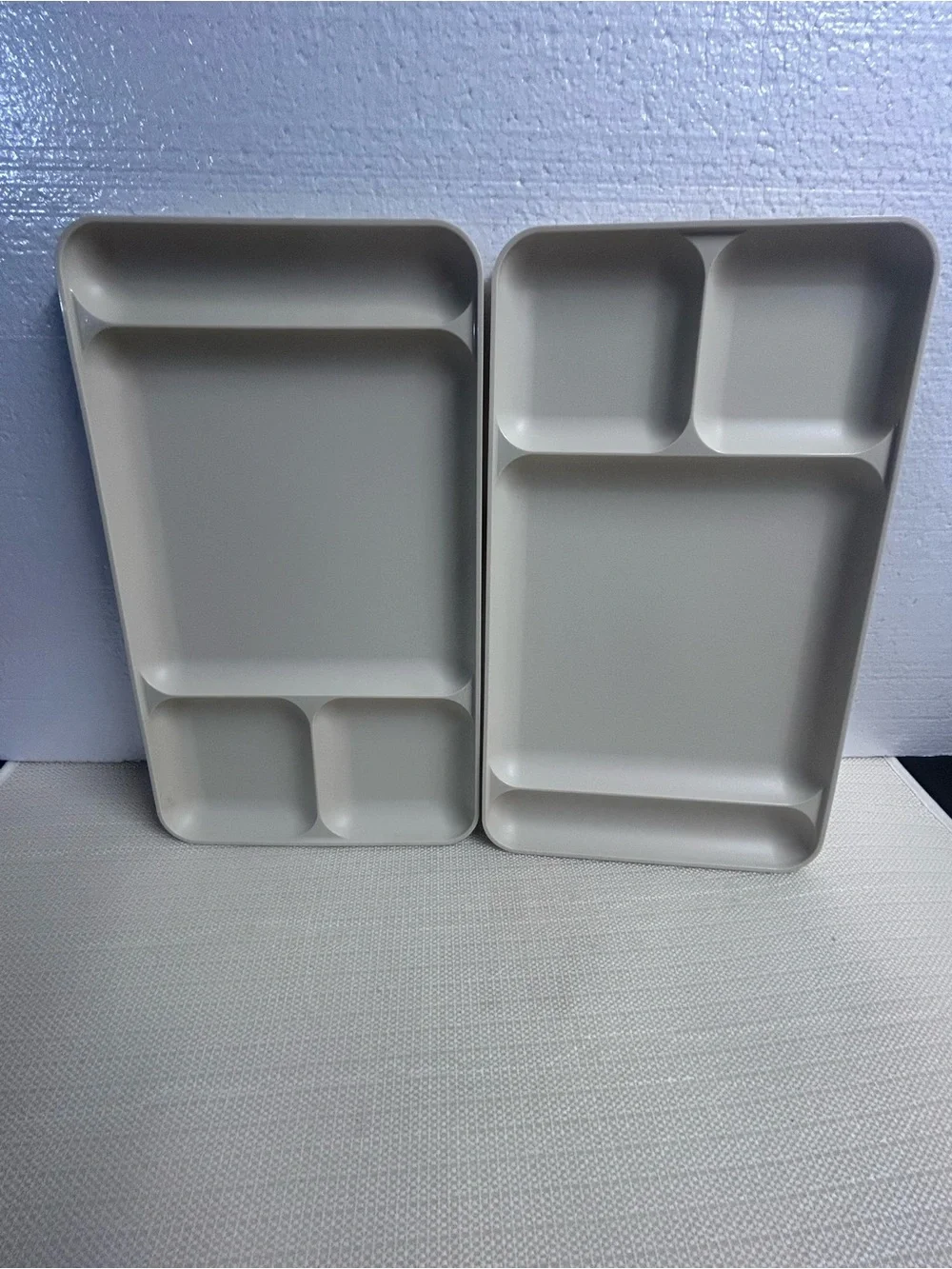 Tupperware Cream Plastic Tray with Embossed Logo